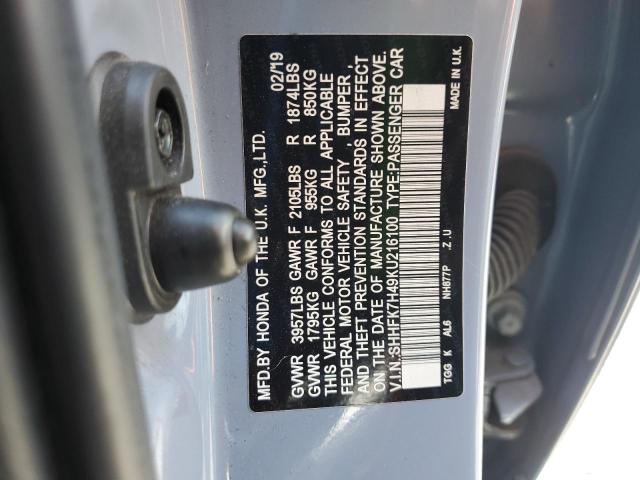2019 HONDA CIVIC SPOR SHHFK7H49KU216100