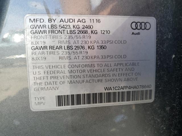 2017 AUDI Q5 PREMIUM WA1C2AFP4HA078640