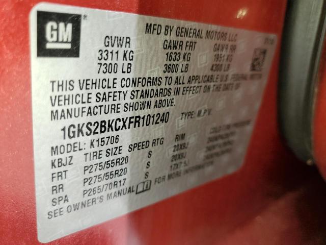 2015 GMC YUKON SLT 1GKS2BKCXFR101240