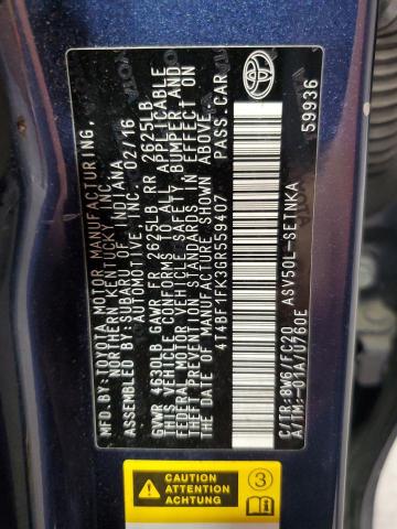2016 TOYOTA CAMRY LE - 4T4BF1FK3GR559407