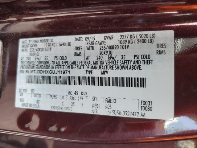 2016 LINCOLN MKC RESERVE 5LMTJ3DHXGUJ11971