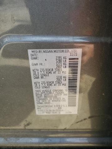 2022 NISSAN MURANO SV 5N1AZ2BS1NC109251