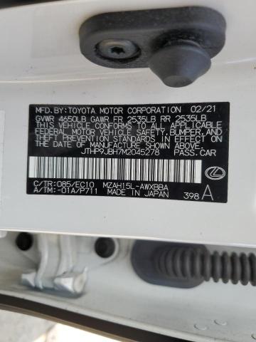 2021 LEXUS UX 250H JTHP9JBH7M2045278