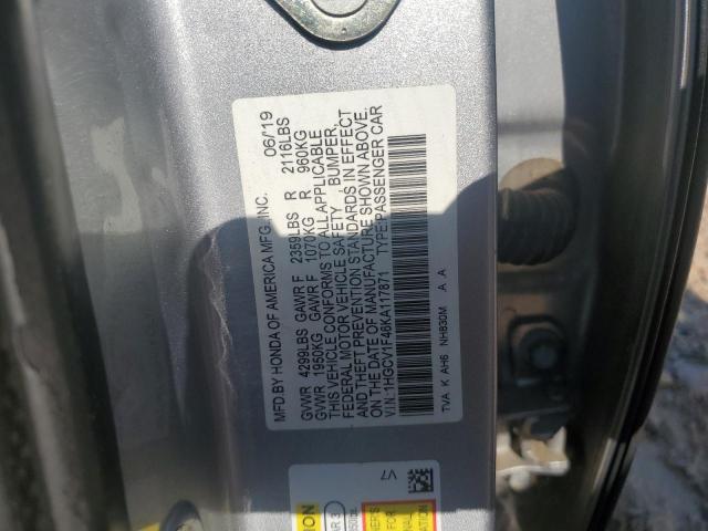 2019 HONDA ACCORD EX 1HGCV1F46KA117871