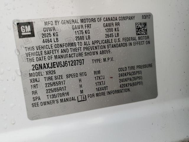2018 CHEVROLET EQUINOX LT 2GNAXJEV6J6120797