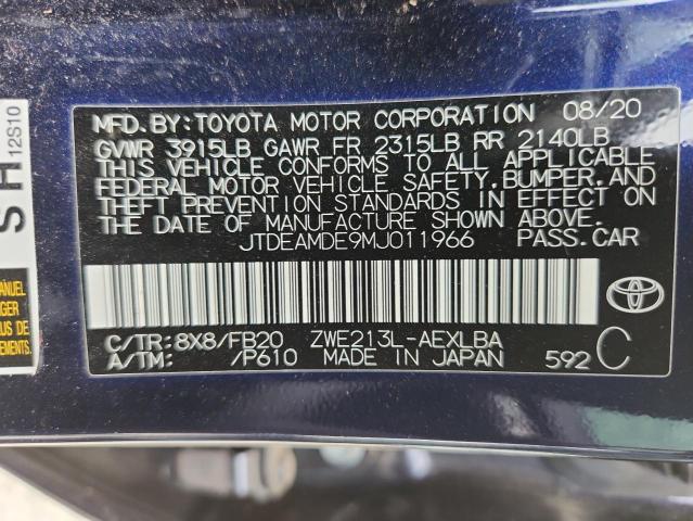 2021 TOYOTA COROLLA LE JTDEAMDE9MJ011966
