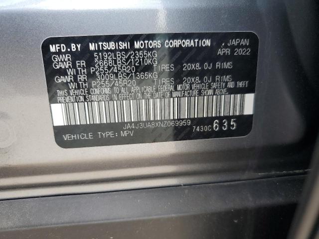 2022 MITSUBISHI OUTLANDER JA4J3UA8XNZ069959