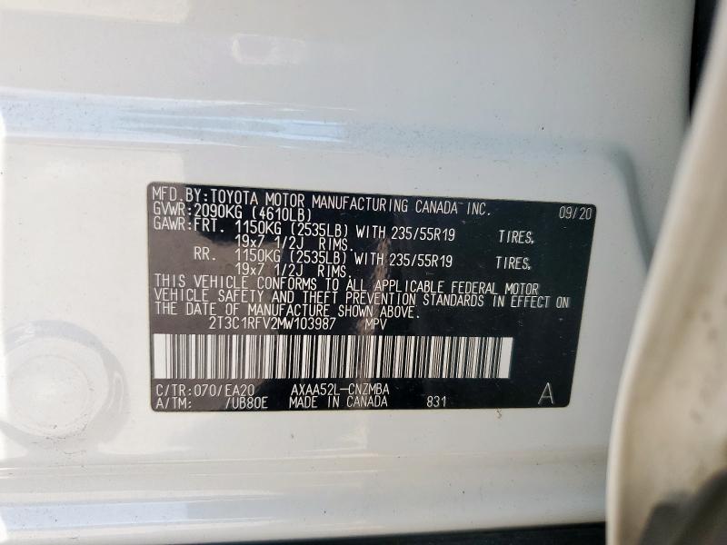 2021 TOYOTA RAV4 XLE P 2T3C1RFV2MW103987