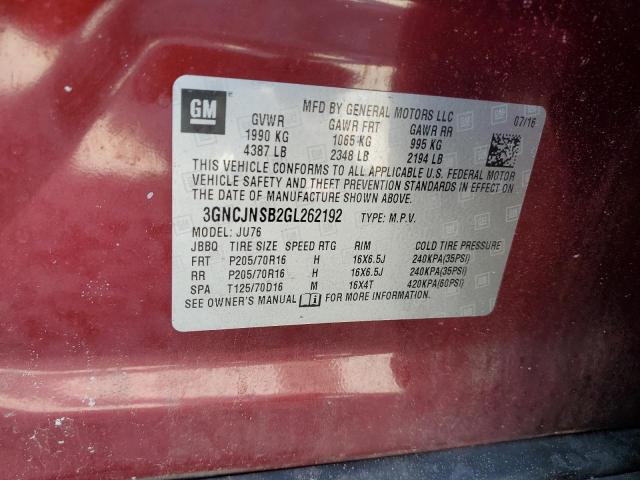2016 CHEVROLET TRAX LS 3GNCJNSB2GL262192