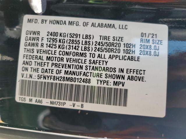 2021 HONDA PASSPORT SPORT 5FNYF8H28MB012488