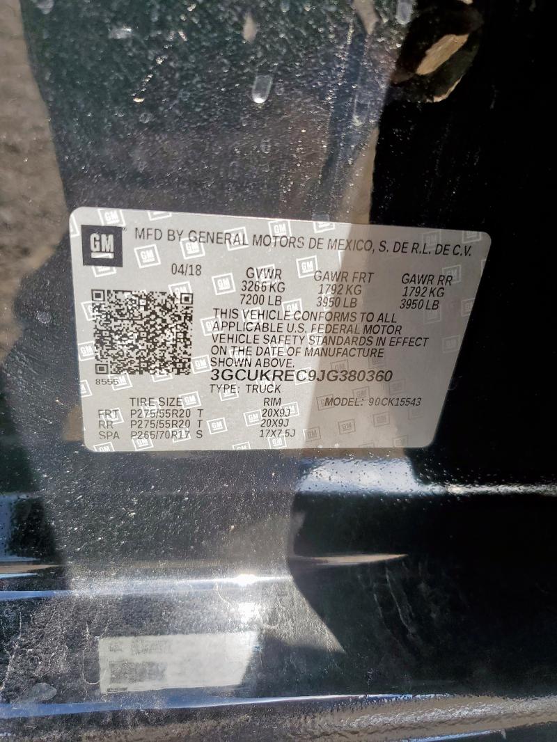 2018 CHEVROLET SILVERADO 3GCUKREC9JG380360