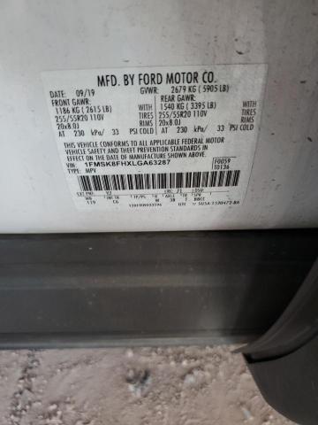 2020 FORD EXPLORER LIMITED 1FMSK8FHXLGA63287