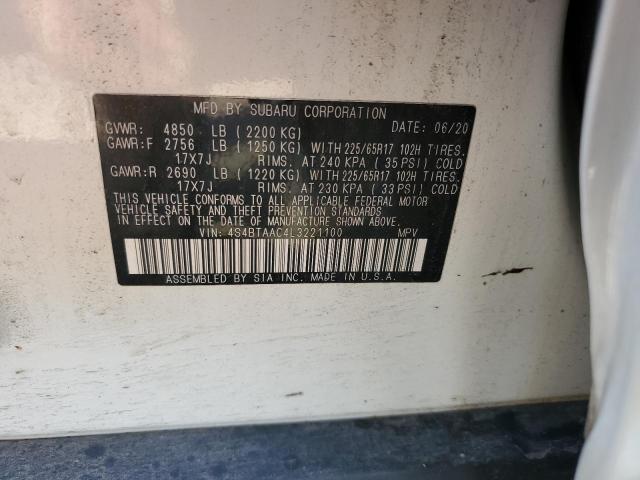 2020 SUBARU OUTBACK 4S4BTAAC4L3221100