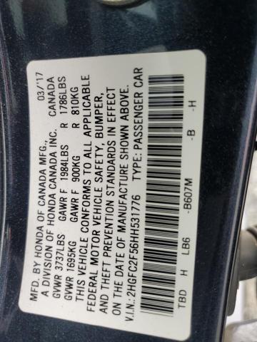 2017 HONDA CIVIC LX 2HGFC2F56HH531776