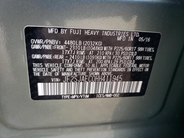 2017 SUBARU FORESTER 2 JF2SJAEC0HH411945