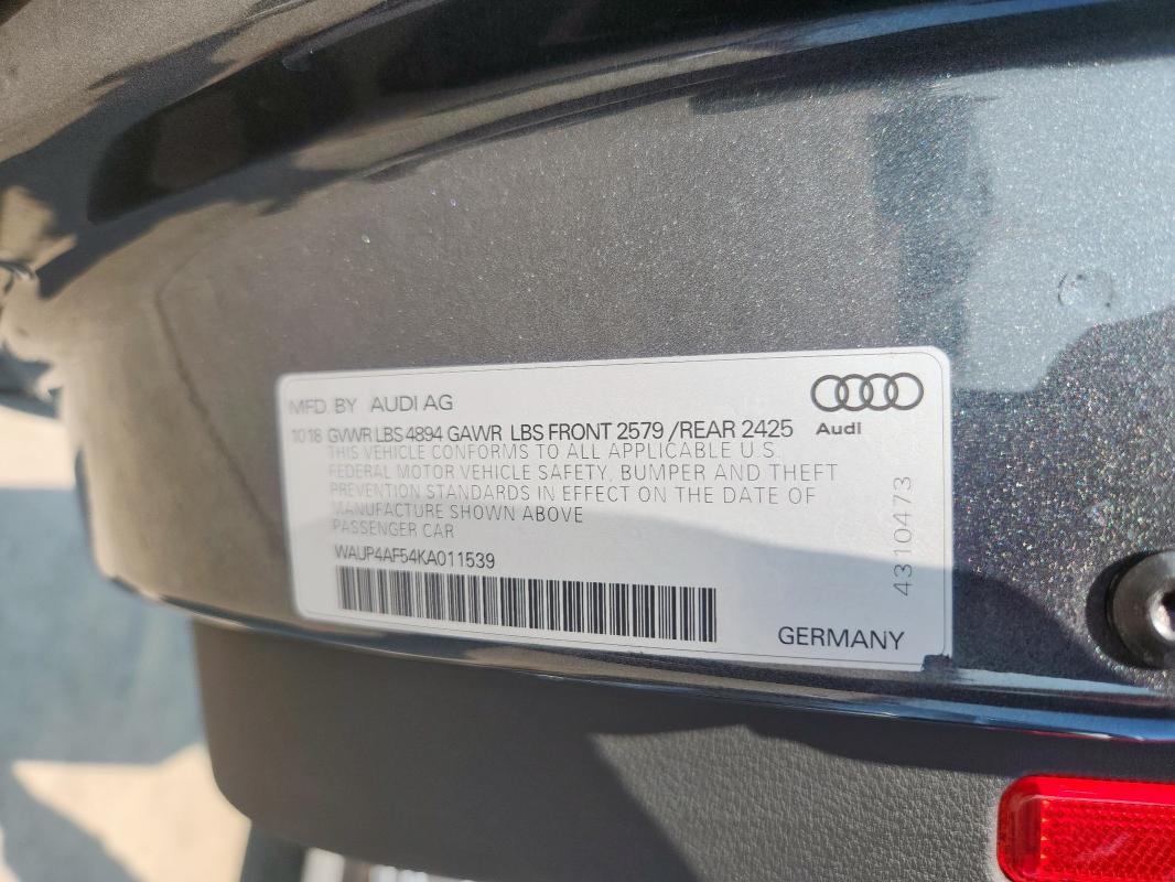 2019 AUDI S5 PREMIUM WAUP4AF54KA011539