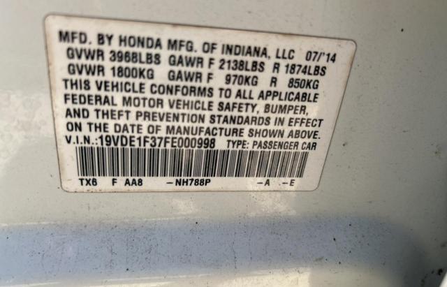 2015 ACURA ILX 20 19VDE1F37FE000998