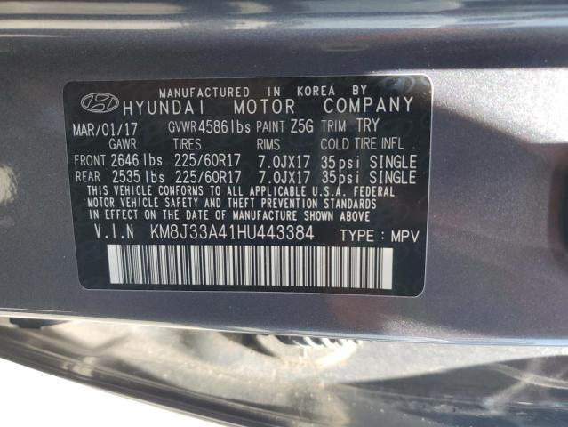2017 HYUNDAI TUCSON LIMITED KM8J33A41HU443384