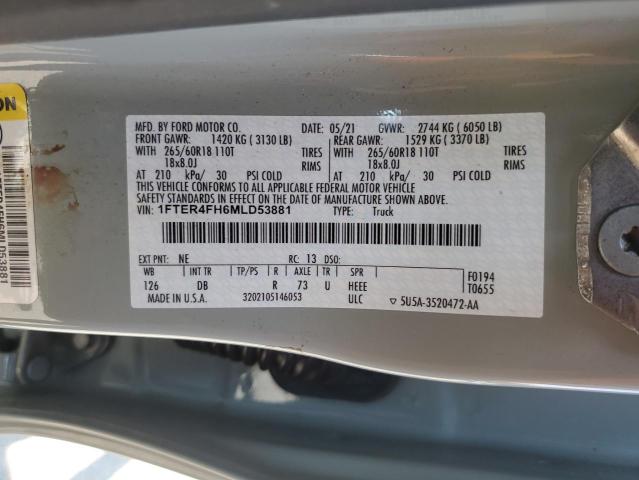 2021 FORD RANGER XL 1FTER4FH6MLD53881