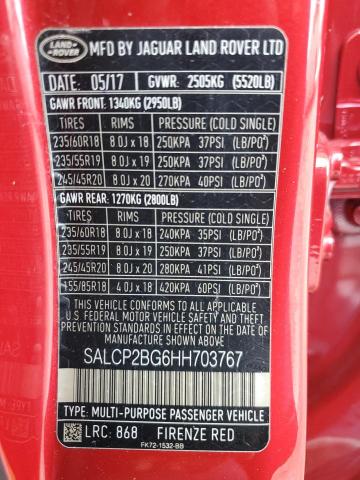 2017 LAND ROVER DISCOVERY SALCP2BG6HH703767