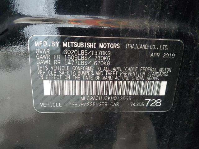 2019 MITSUBISHI MIRAGE ES ML32A3HJ3KH012865