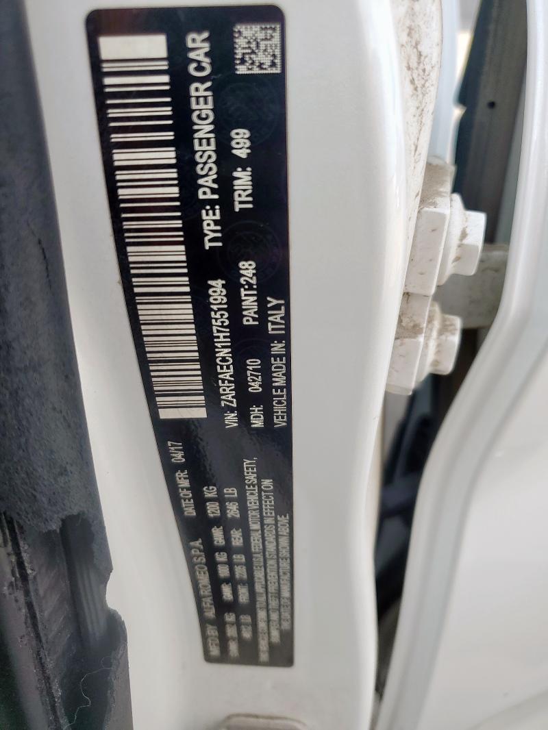 2017 ALFA ROMEO GIULIA TI ZARFAECN1H7551994