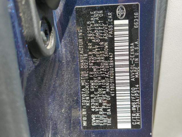 2016 TOYOTA CAMRY HYBR 4T1BD1FK0GU188447