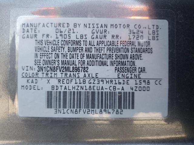 2021 NISSAN VERSA SR 3N1CN8FV2ML896782