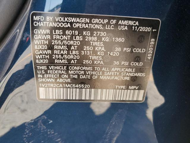 2021 VOLKSWAGEN ATLAS SEL 1V2TR2CA1MC545520