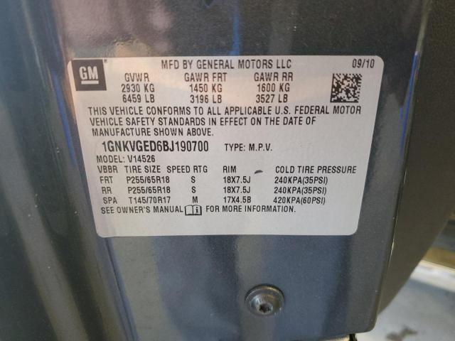 2011 CHEVROLET TRAVERSE L - 1GNKVGED6BJ190700