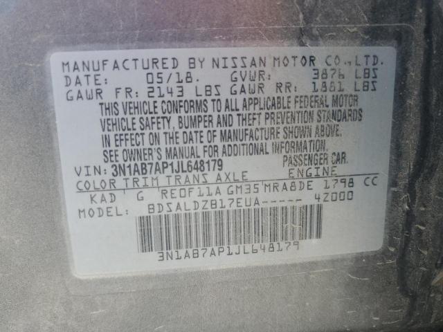 2018 NISSAN SENTRA S 3N1AB7AP1JL648179