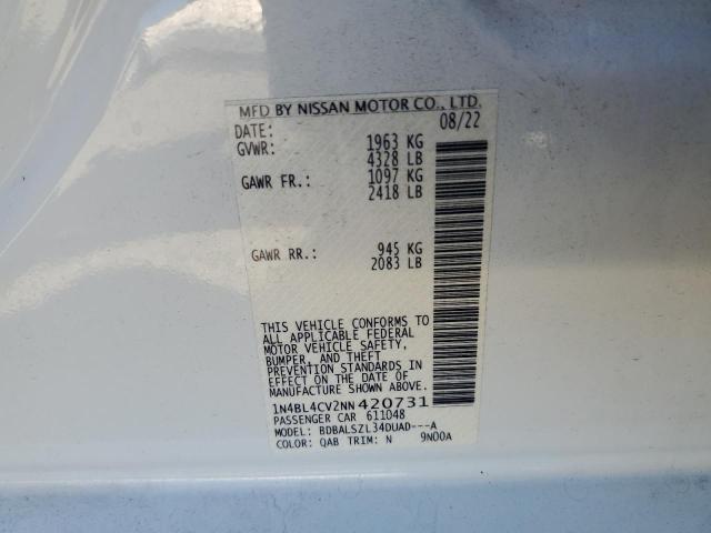 2022 NISSAN ALTIMA SR 1N4BL4CV2NN420731