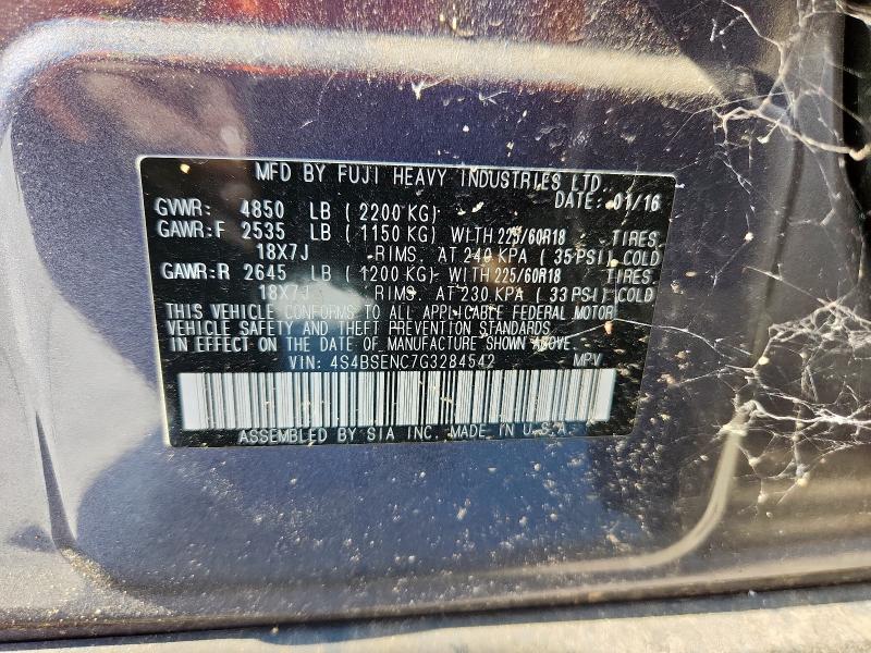 2016 SUBARU OUTBACK 3. 4S4BSENC7G3284542