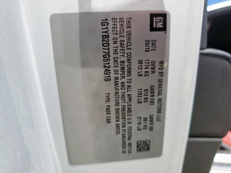 2016 CHEVROLET CORVETTE STINGRAY 1LT 1G1YB2D77G5124918