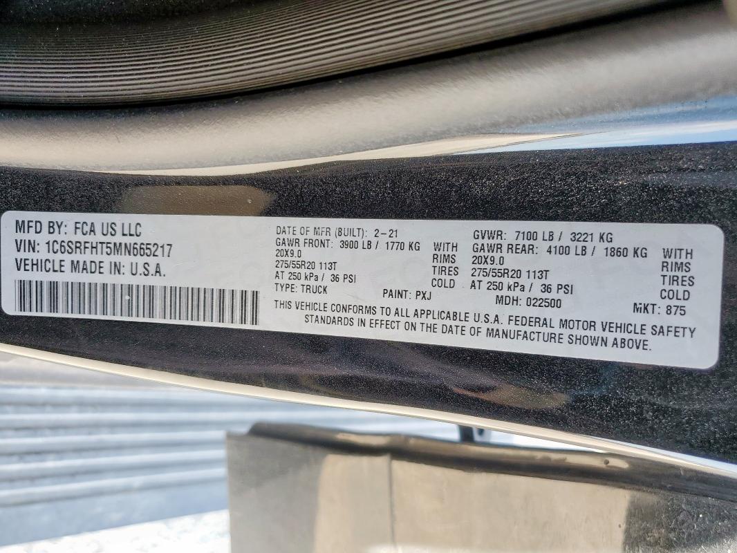 2021 RAM 1500 LIMIT 1C6SRFHT5MN665217