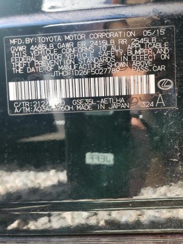 2015 LEXUS IS 250 JTHCF1D26F5027789