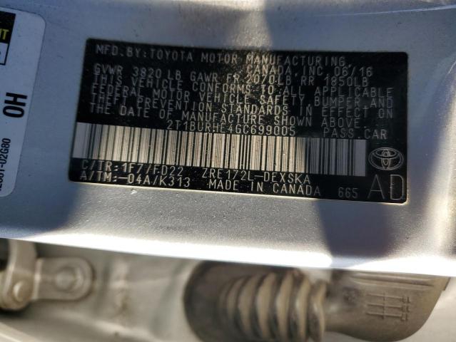 2016 TOYOTA COROLLA L 2T1BURHE4GC699005