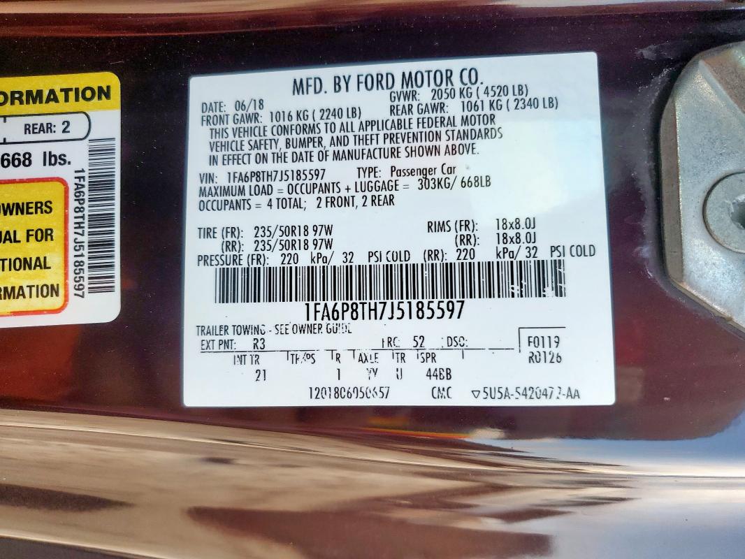 2018 FORD MUSTANG - 1FA6P8TH7J5185597