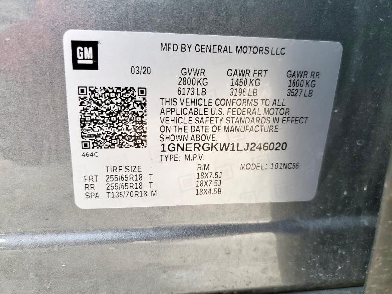 2020 CHEVROLET TRAVERSE L - 1GNERGKW1LJ246020