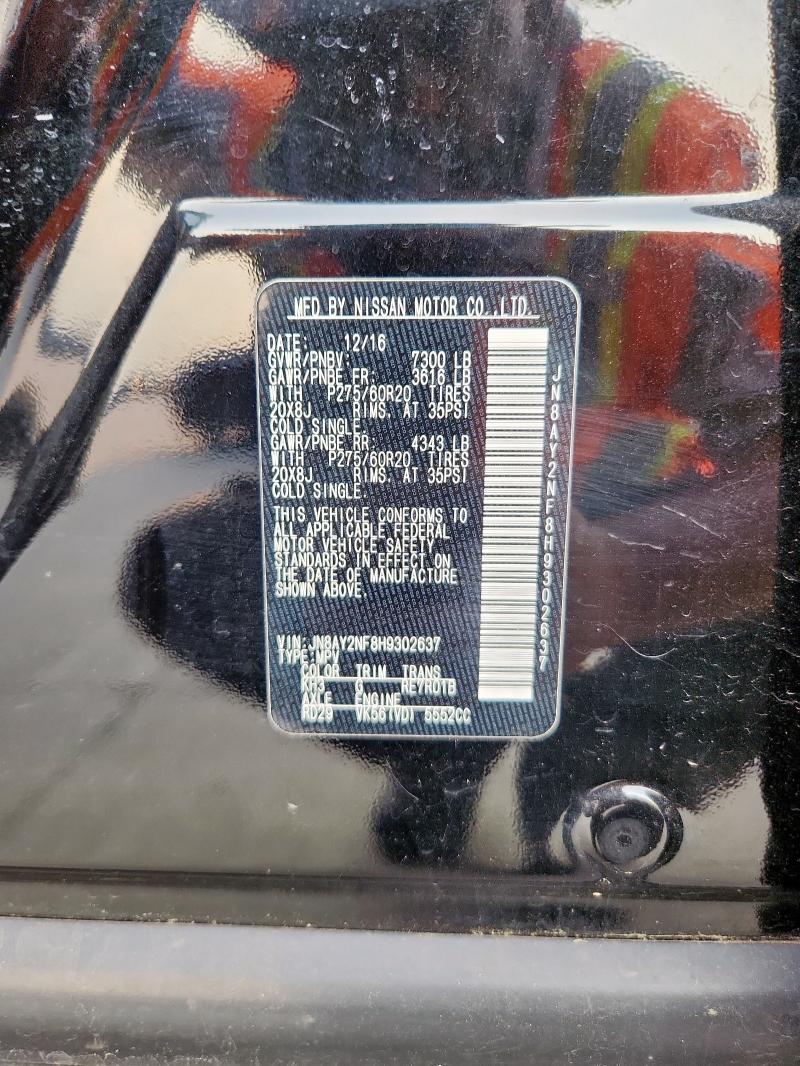 2017 NISSAN ARMADA PLA JN8AY2NF8H9302637