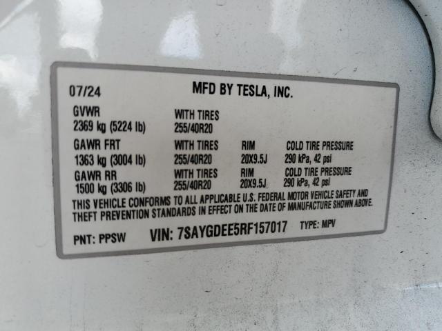 2024 TESLA MODEL Y 7SAYGDEE5RF157017