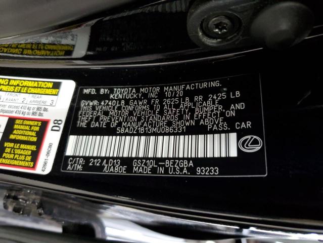 2021 LEXUS ES 350 BAS 58ADZ1B13MU086331