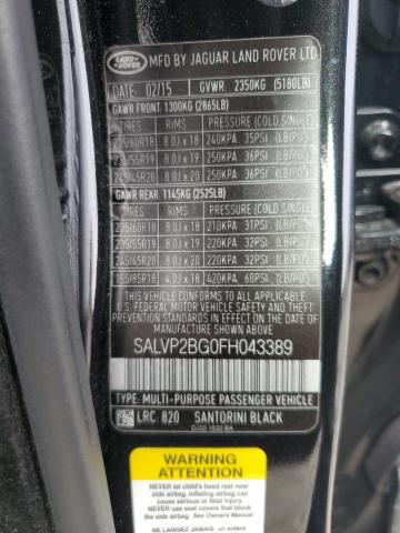 2015 LAND ROVER RANGE ROVER EVOQUE PURE PLUS SALVP2BG0FH043389
