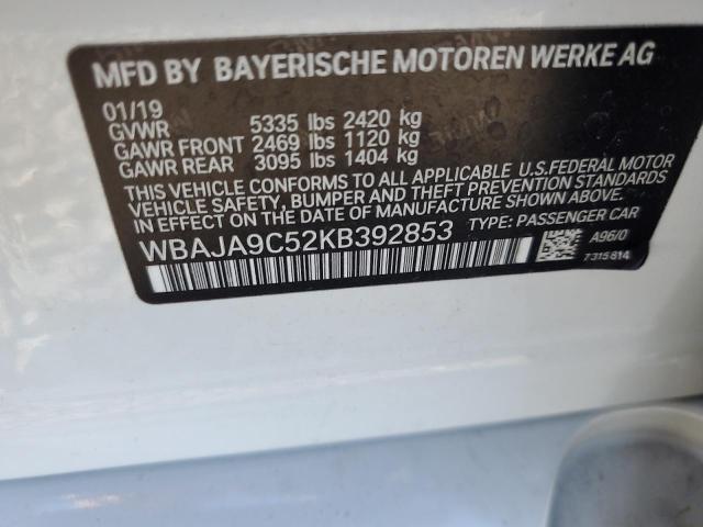 2019 BMW 530E WBAJA9C52KB392853