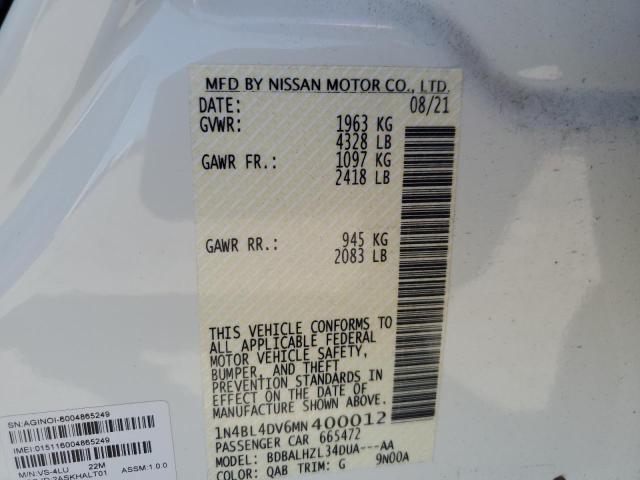 2021 NISSAN ALTIMA SV 1N4BL4DV6MN400012