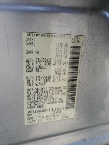 2016 NISSAN MURANO S - 5N1AZ2MG8GN113443