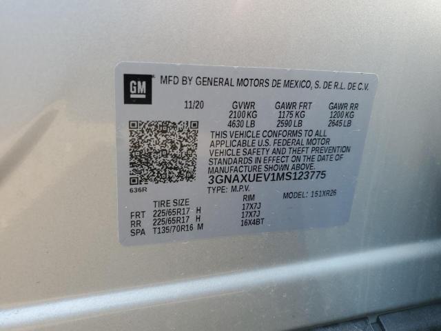 2021 CHEVROLET EQUINOX LT 3GNAXUEV1MS123775