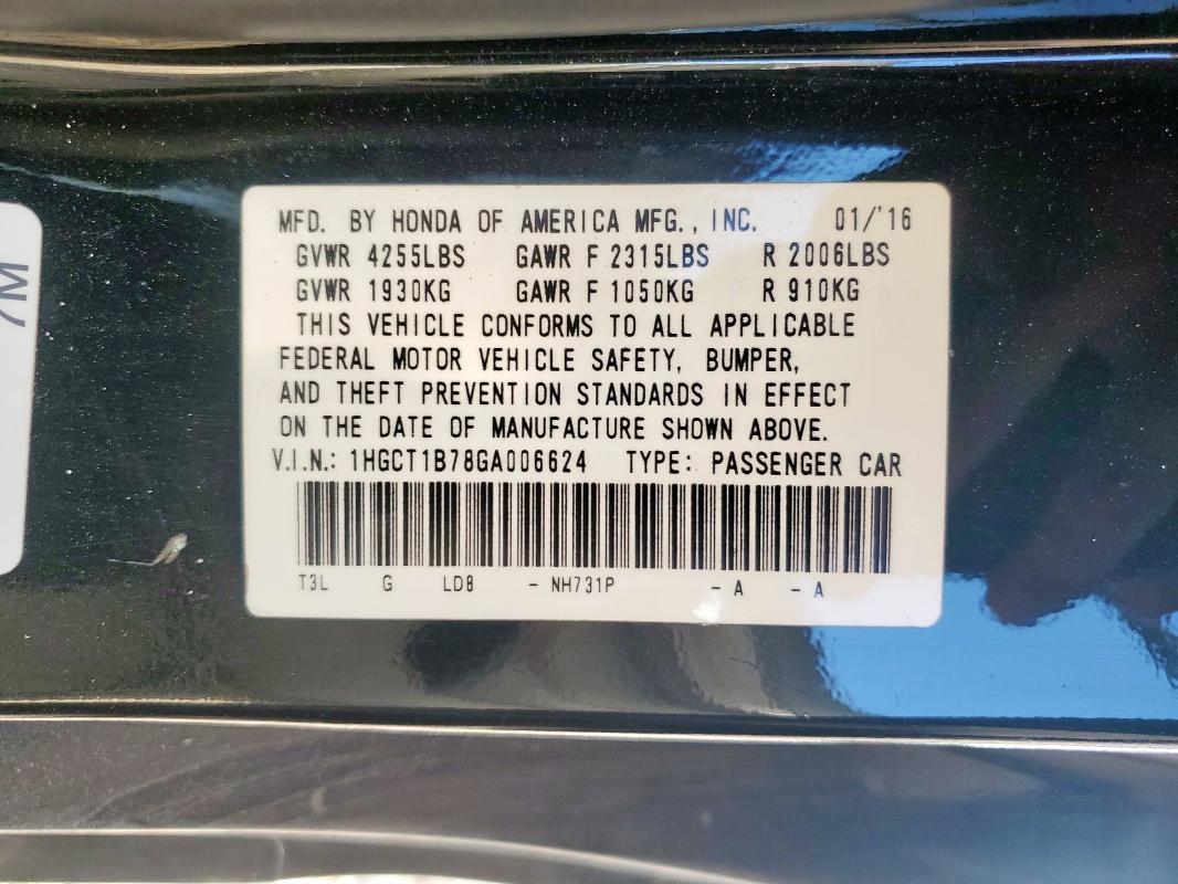 2016 HONDA ACCORD EX - 1HGCT1B78GA006624