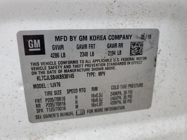 2019 CHEVROLET TRAX 1LT - KL7CJLSB4KB938145