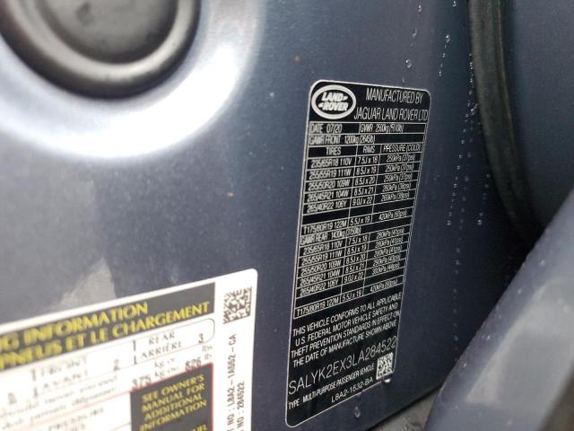 2020 LAND ROVER RANGE ROVE SALYK2EX3LA284522